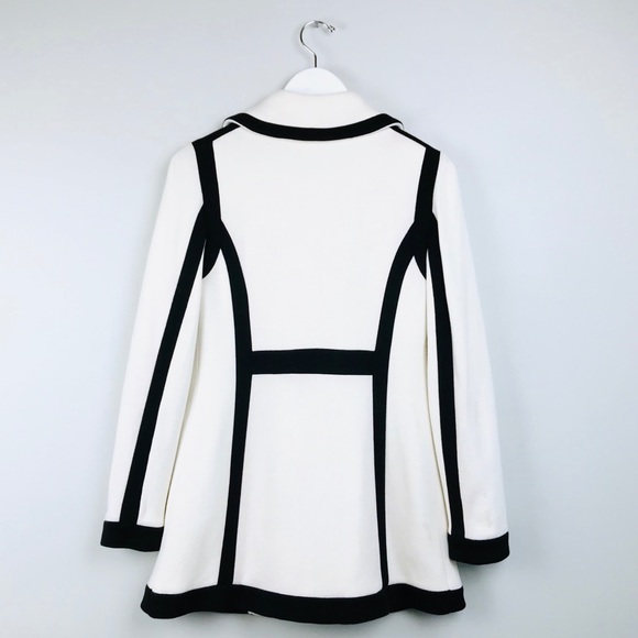 INC International Concepts Ivory/Black Piping Coat - Picture 2 of 8